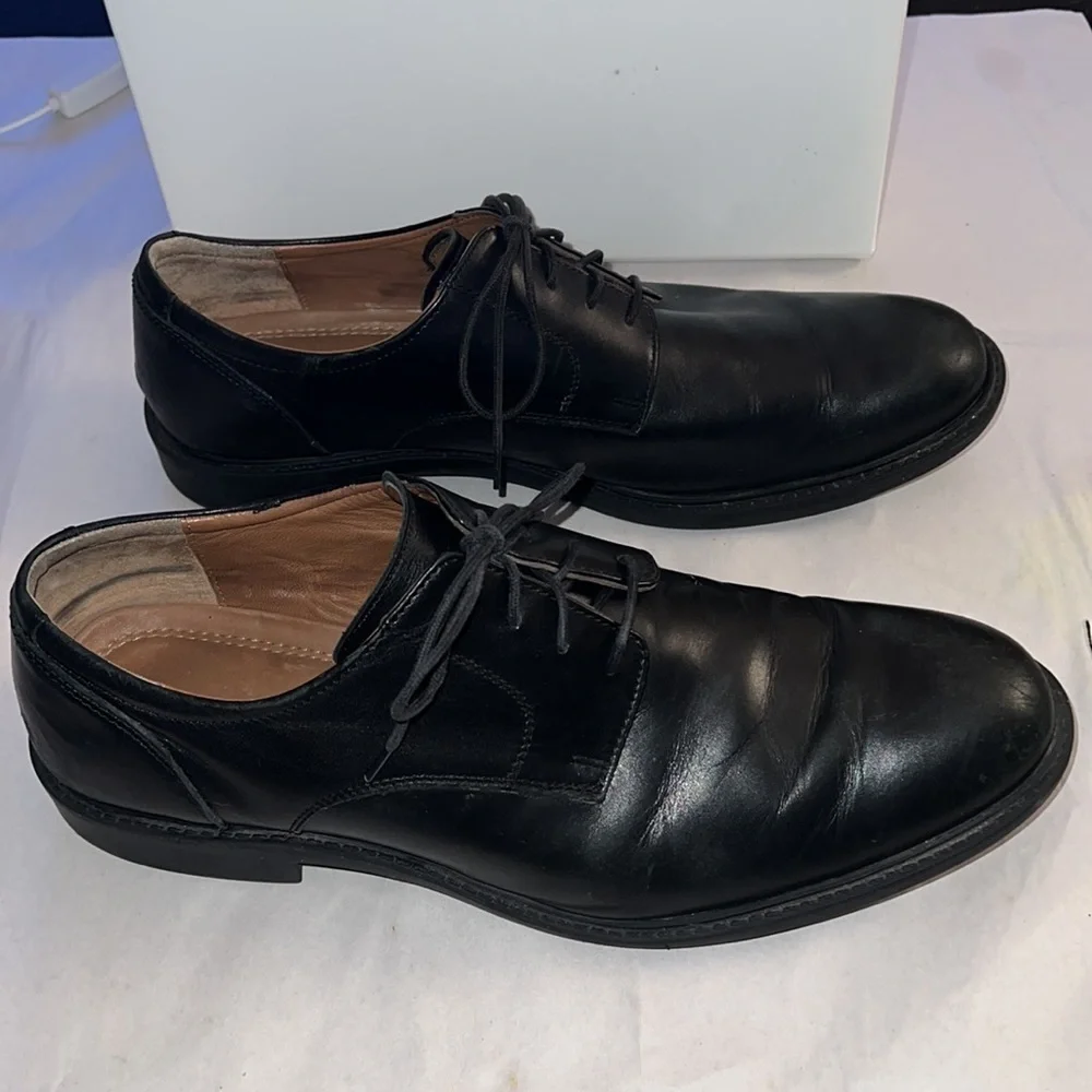 Johnston & Murphy Men’s Tabor Plain Toe Oxford black leather lace up shoes Sz 13